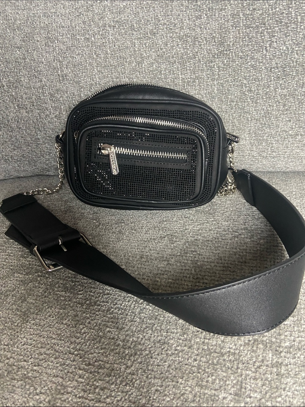 Killstar Black Crossbody Bag with Chain Accent